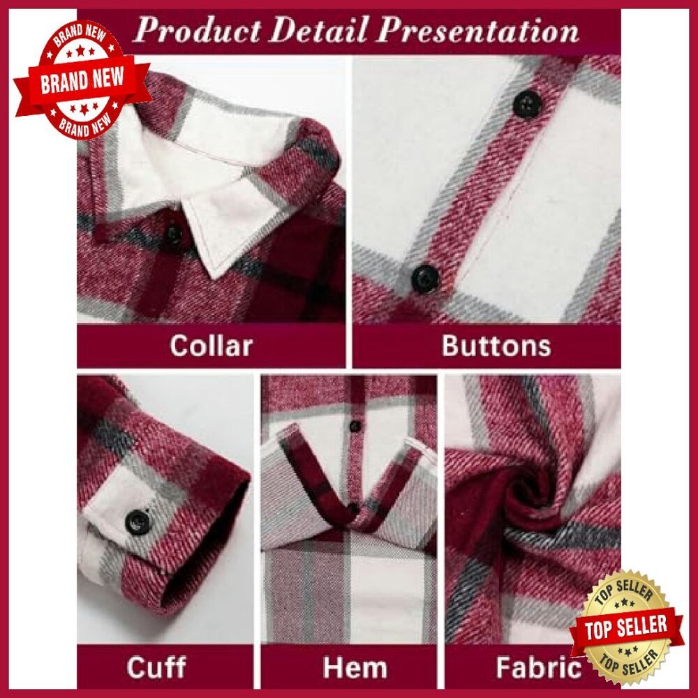 Soft Flannel Shacket Jacket Button Down Plaid Lon… - image 6
